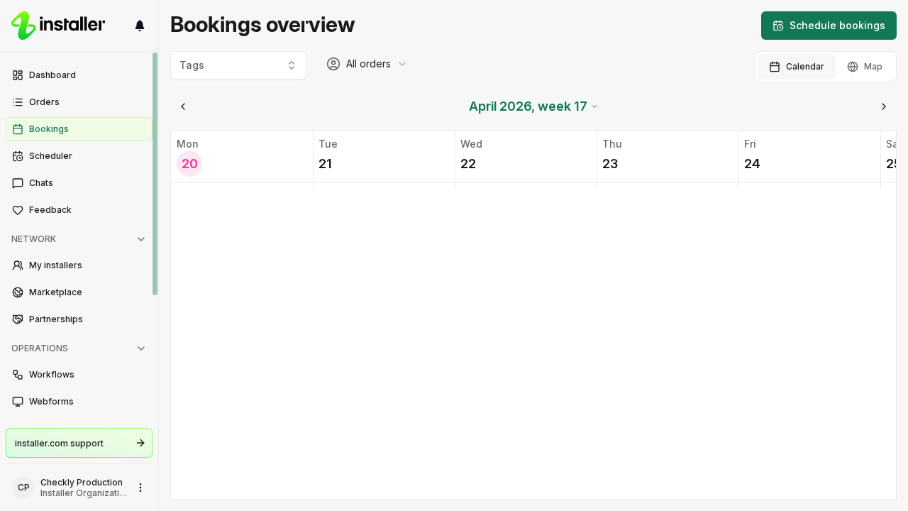 A week of bookings on the calendar