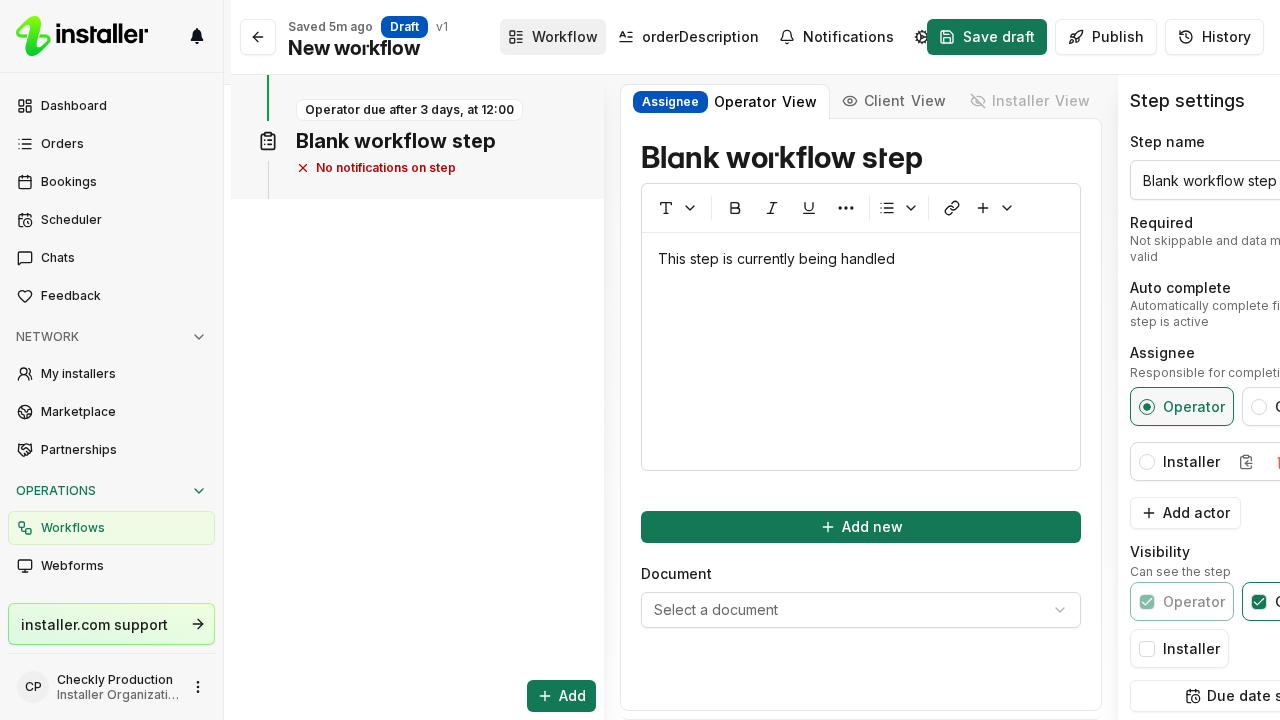 The Workflows list, where you select a workflow to open its editor